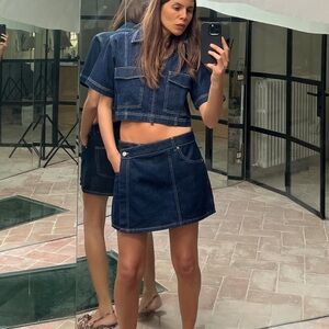 Zara Denim Cropped Shirt 6164/133 and matching skort 6164/132 Sz M